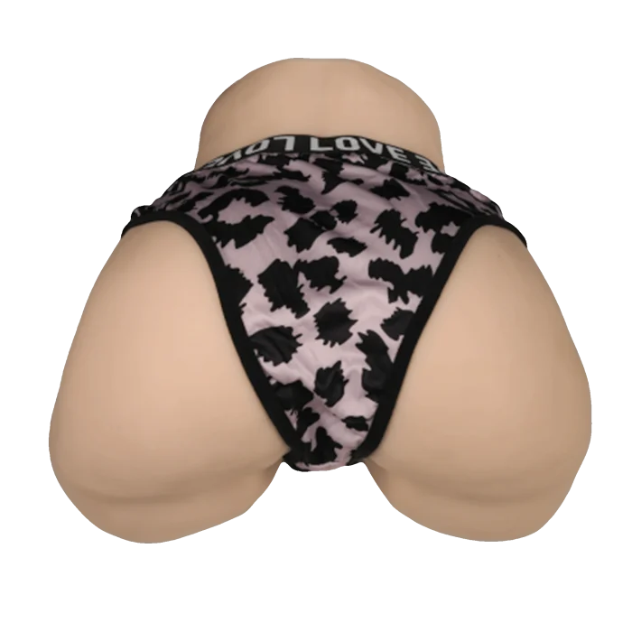 Evolova oral sex doll in leopard print lingerie showcasing big ass and seductive body design.
